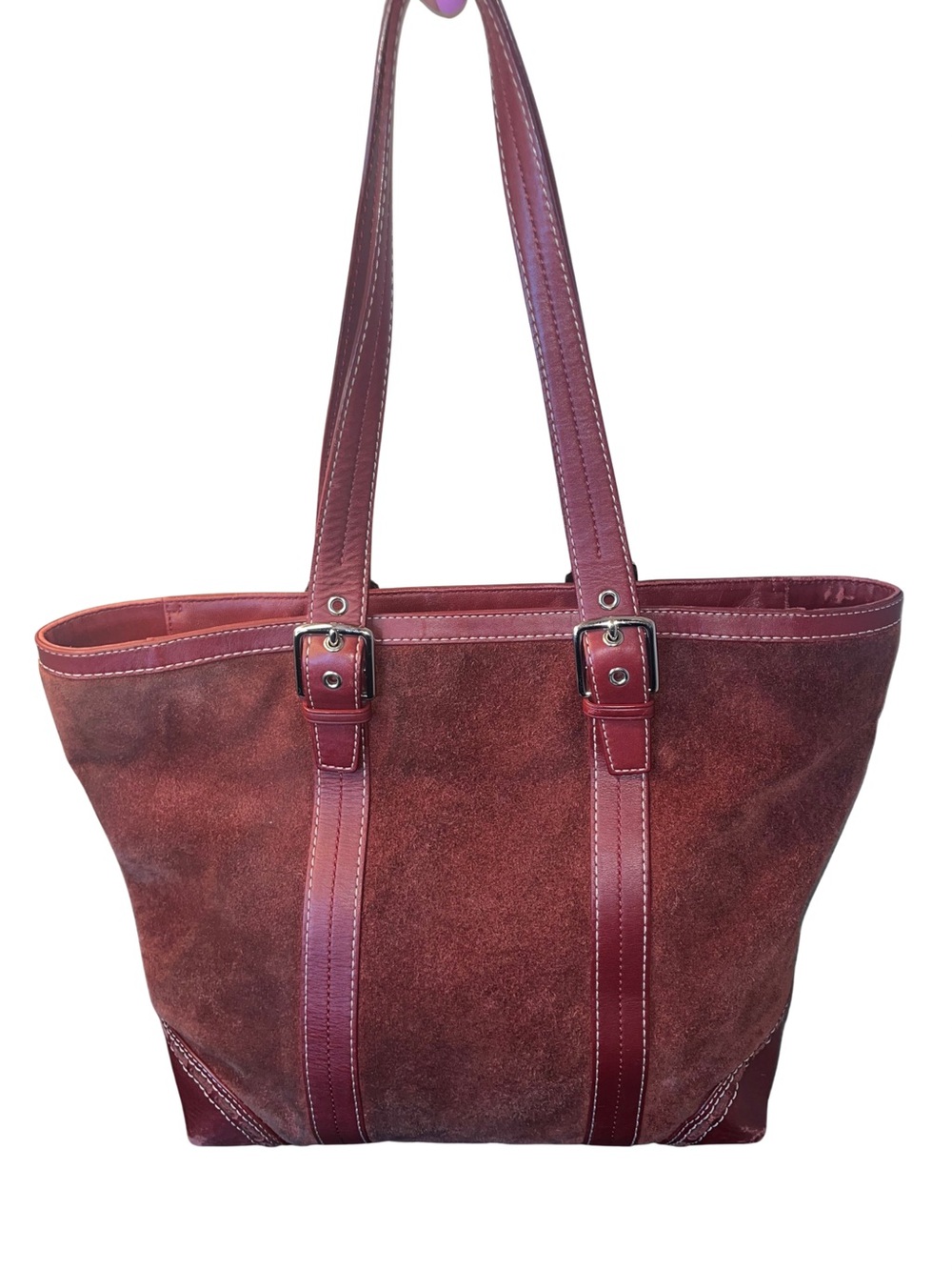Coach Burgundy Suede Tote - Picture 5 of 15